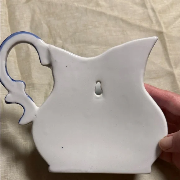 Elegant Blue Floral Ceramic Jug For Hanging On Your Wall - Picture 4 of 5